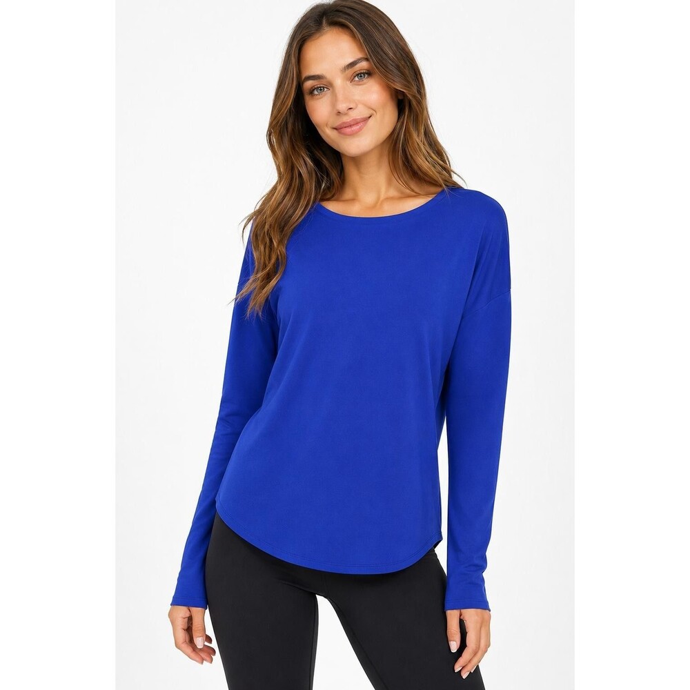 LULULEMON Women's Swiftly Tech long-sleeve blue top thumbholes - size 14